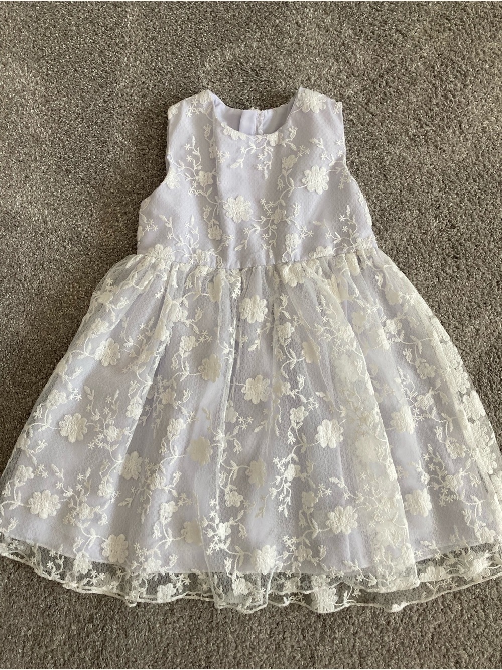 Girls Ivory Floral Lace Party Dress
